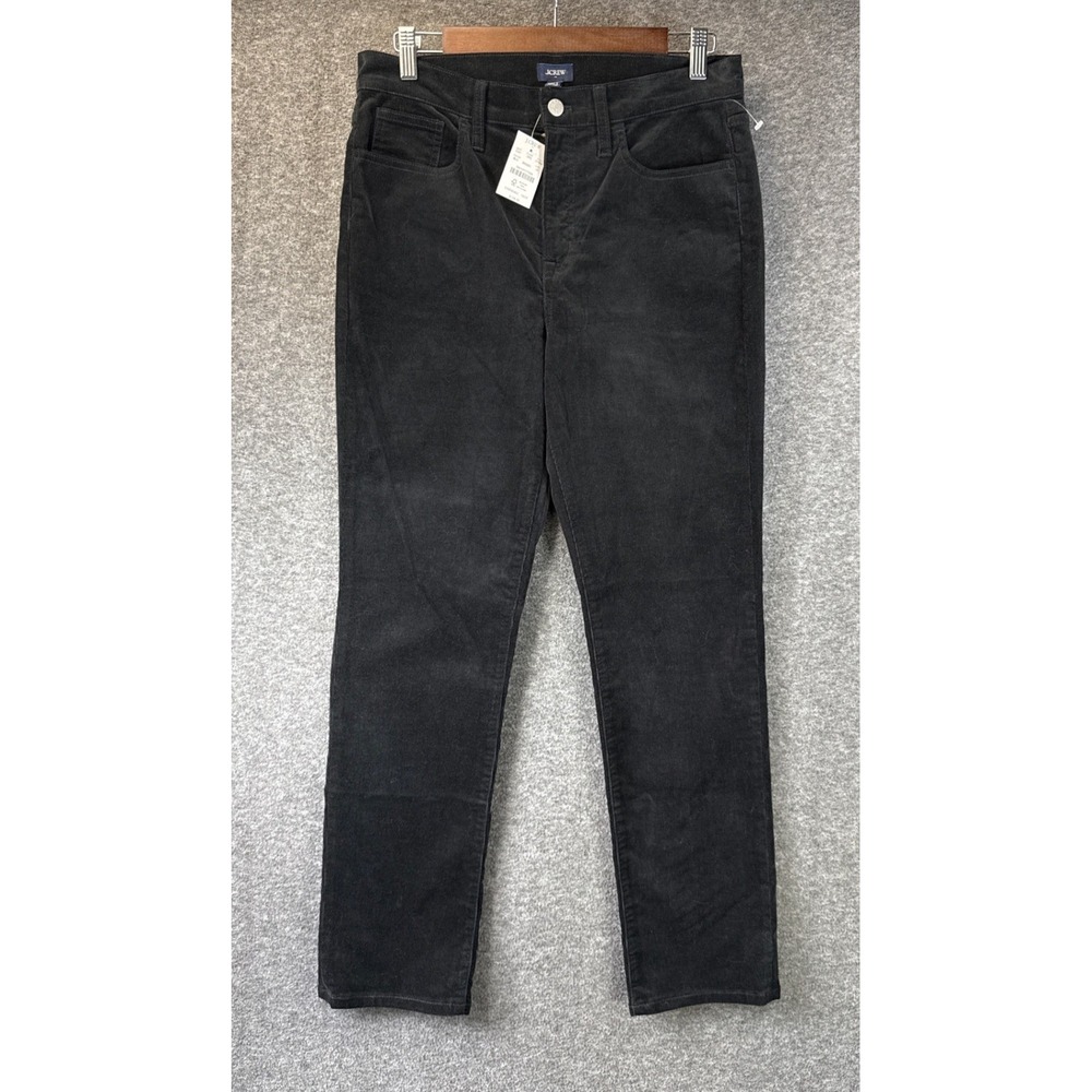 NWT J.Crew Factory Corduroy Full Length Pants Women 29 Blk Straight Stretch Slim